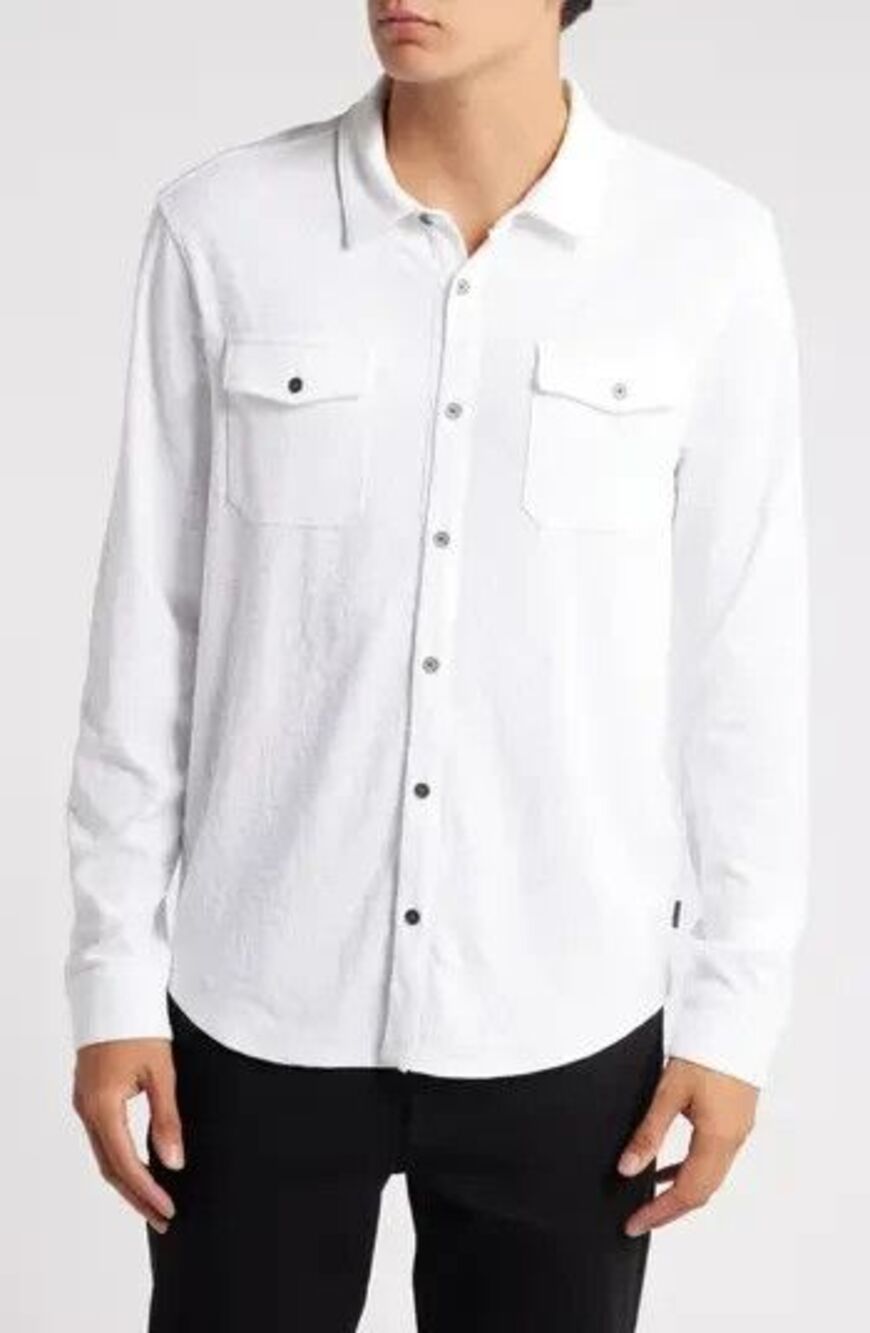 JOHN VARVATOS Shirt Mens Small White Button Up Long Sleeve Jacquard ABUJA $248
